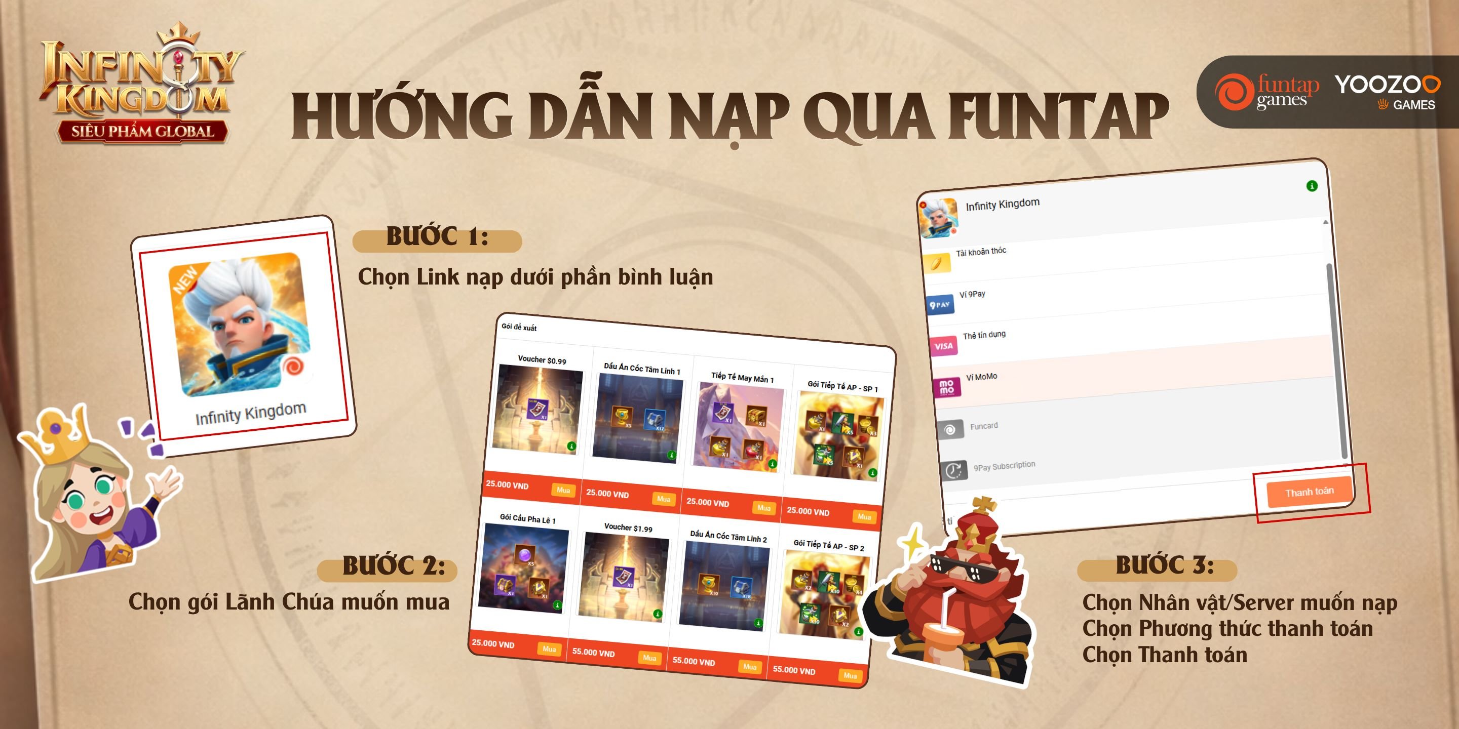 HƯỚNG DẪN NẠP INFINITY KINGDOM